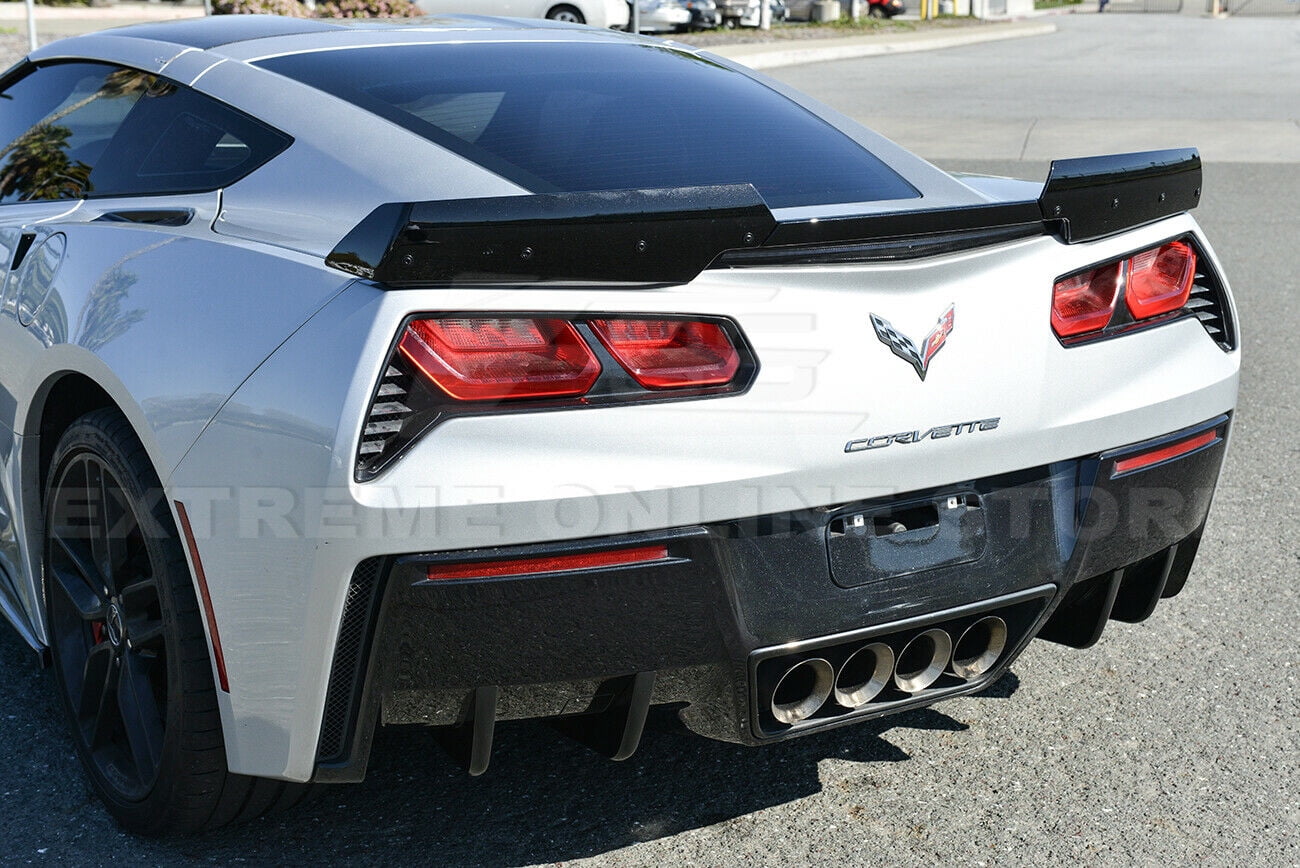 Track Style Matte Black Rear Bumper Diffuser – Fits 2014-2019 Corvette C7 (Add-On)
