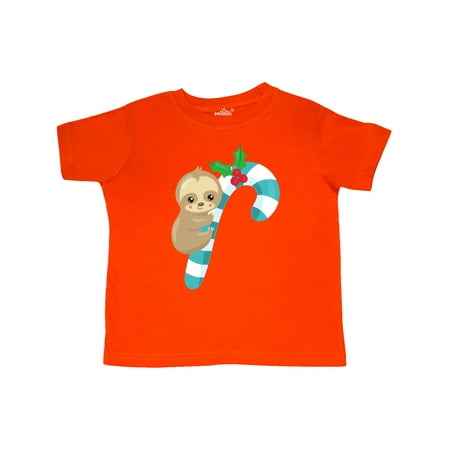 

Inktastic Christmas Sloth Sloth With Candy Cane Mistletoe Gift Toddler Boy or Toddler Girl T-Shirt