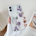 thumbnail image 5 of Soft Case Compatible With Iphone 12, Clear Floral Flower Pattern Print Design Flexible Tpu Shockproof Cover For Women Girls,Flower Protective Phone Case 6.1", Purple Peony[L1384], 5 of 5