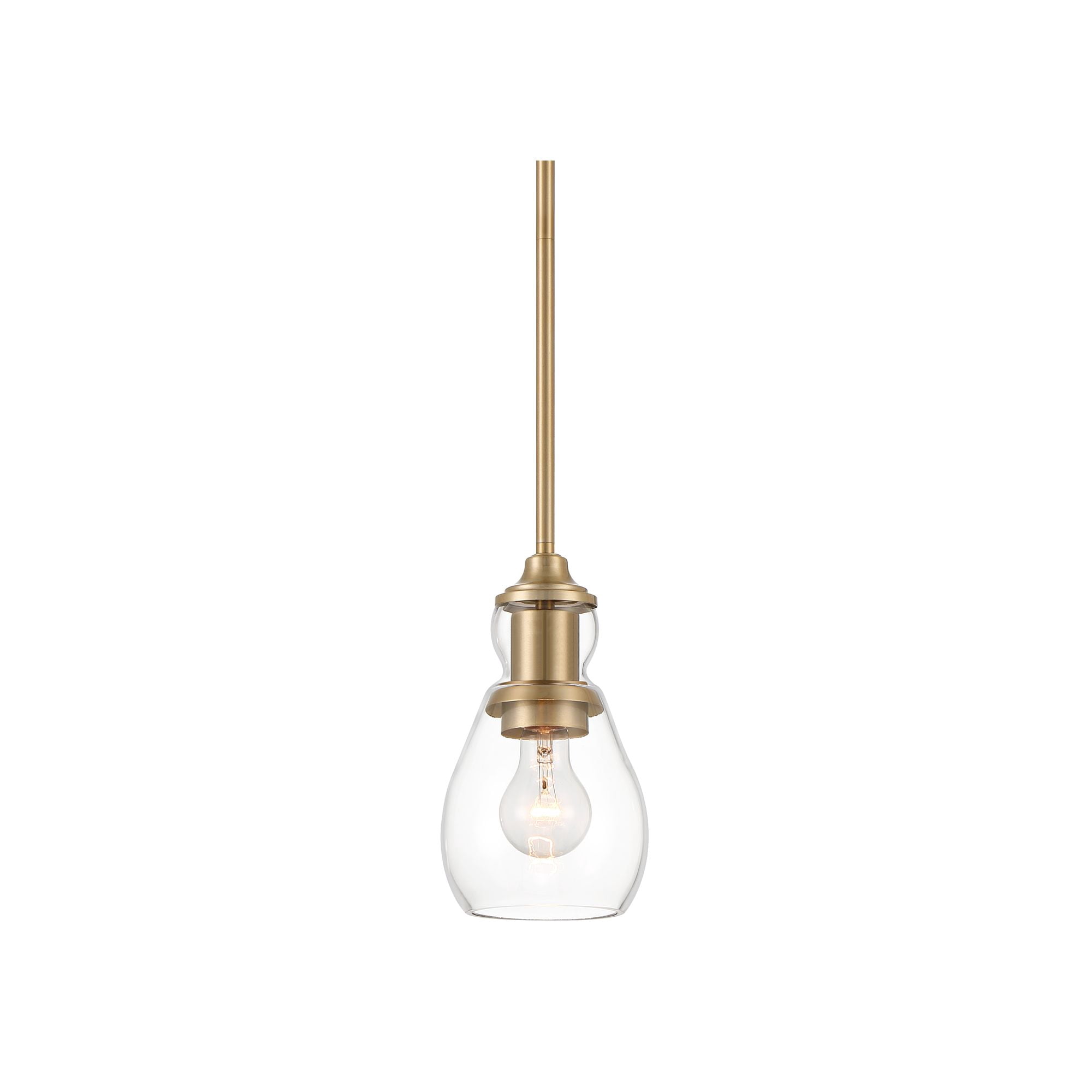 Possini Euro Design Nagano Warm Brass Mini Pendant Light 5 1/2" Wide Modern Clear Glass Fixture for Dining Room Kitchen Island