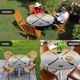 thumbnail image 4 of Yellow Gray Ombre Round Tablecloth for 45-54 Inch Tables,Fitted Table Cover with Elastic Edge,Black Hockey Sticks Minimalist Style Waterproof Outdoor Table Cloth Protector for Patio Garden Dinner, 4 of 9