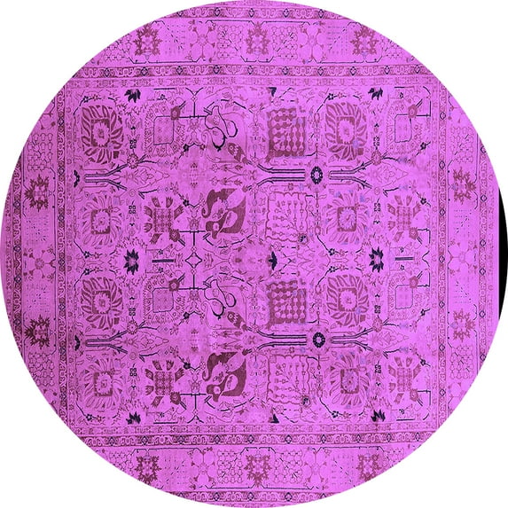Ahgly Company Indoor Round Oriental Purple Traditional Area Rugs, 5' Round