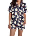 thumbnail image 3 of Halloween Pajamas Halloween Satin Pumpkin Pocket Button Nightwear Pajamas for Women Set, 3 of 7