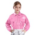 thumbnail image 2 of YUUMIN Veste Métallique Décontractée à Sequins pour Filles et Garçons, Veste à Col Rabattu avec Fermeture Éclair, Vêtements de Sport Rose 8, 2 of 6