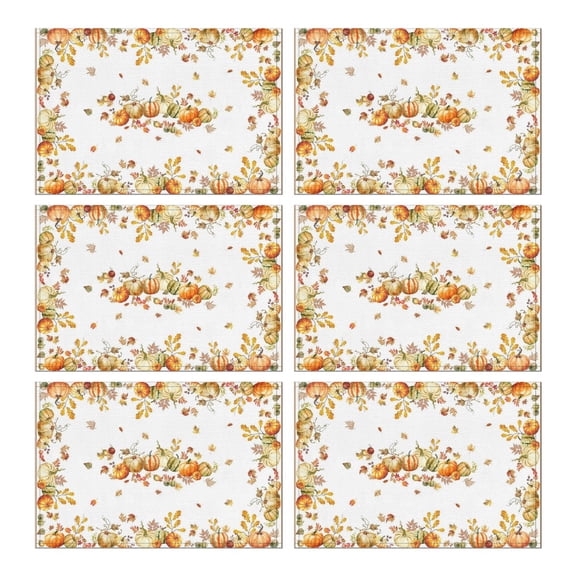 Placemats Set Of 6 Linen Durable Dining Table Mats Halloween Pumpkin Wreath Placemats for Party Kitchen Dining Decoration