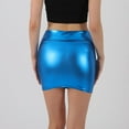 thumbnail image 4 of Xixinqiwan No Boundaries Skirts for Women 2025 Clearance,Women's Shiny Metallic Liquid Mini Skirt Stretchy Bodycon Glitter Skirt Club Party Skirt Clubwea, 4 of 7
