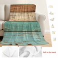 thumbnail image 5 of Farmhouse Teal Blue Brown Blanket Soft Cozy Warm Throw Blanket for Couch, Plush Fuzzy Flannel Fleece Blankets for Sofa, Vintage Wooden Striped Bed Blankets Lightweight Gifts for Women, 50"x60", 5 of 9