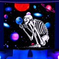 thumbnail image 2 of Blacklight Skull Trippy TapestriesBlack light Tapestries Tapiz estético de neón para dormitorio, sala de estar (Blacklight, 51.2" × 59"), 2 of 4