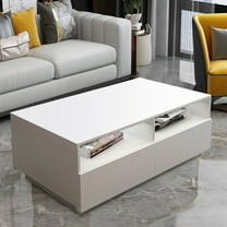 LED White Coffee Table High Gloss with 4 Drawer Side Table Living Room Furniture