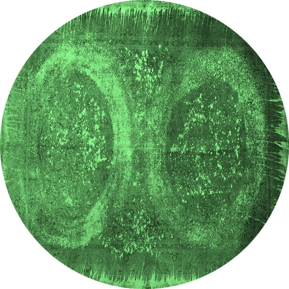 Ahgly Company Indoor Round Persian Emerald Green Bohemian Area Rugs, 5' Round