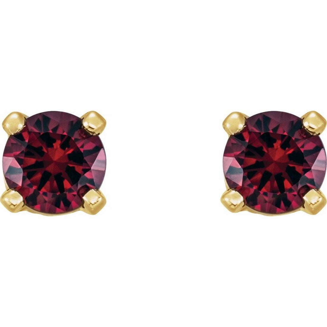 14k Yellow Gold Natural Mozambique Garnet Round 3mm Threaded Backs Included Polished Earring Stud Earring for Women