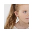 thumbnail image 3 of Delicate Simulated Blue Topaz Heart Girls Earrings Screw Back - 14k White Gold, 3 of 7