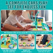 Toy Car for Kids, 5 in 1 Elephant Slide & Parking with 4 Push and Go Toy Cars, Toys for 2-3 Year Old, Toddler Toy Car, Learning Educational Toys for Boys Girls Best Birthday Gifts