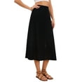 thumbnail image 4 of Summer Eyelet Skirt for Women High Waist A-Line Flowy Boho Beach Midi Skirt XS Black, 4 of 6