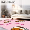 thumbnail image 2 of ODIKA 4'x6' Machine Washable Non-Slip Area Rug, Beagle Puppy Illustration Featuring Fun Bone and High Traffic Rug with Pad, Pink, 728843, 2 of 8