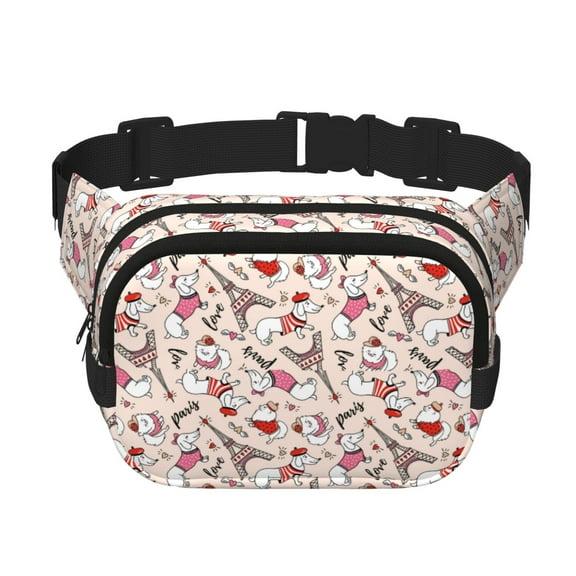 Easygdp Dachshund And Eiffel Tower Fanny Packs for Women Men, Belt Bag, Fashion Crossbody Bags, for Workout/Running/Hiking