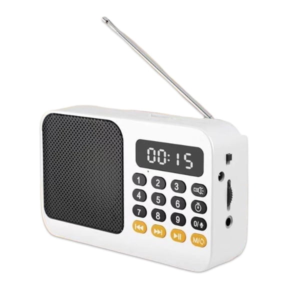 Portable AM FM Radio with Bluetooth 5.0, TF Card and USB Music Player, Rechargeable Wireless Speaker with LED Display, Flashlight and Headphone Jack