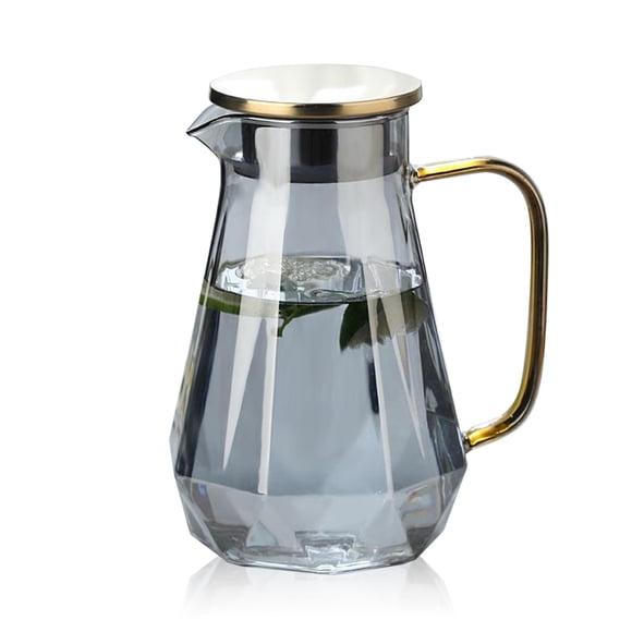 Ulable jarra de vidrio 1.5 litros,jarra de agua, jarra de vidrio con tapa,Diseño Moderno de Diamante Negro con Tapa de Acero Inoxidable,Hervidor de Vidrio Duradero,Resistente al fr&iacu