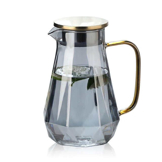 Ulable jarra de vidrio 1.5 litros,jarra de agua, jarra de vidrio con tapa,Diseño Moderno de Diamante Negro con Tapa de Acero Inoxidable,Hervidor de Vidrio Duradero,Resistente al fr&iacu