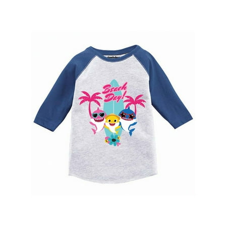 

Baby Shark Matching Beach Shirt for Toddler - Long Sleeve Baby Shark Doo Doo T-shirt Summer Vacation 2T 3T 4T 5T