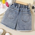 thumbnail image 4 of FSYBOA Girls Denim Shorts, School Casual Relaxed Fit Summer Kids Jean Shorts Blue Size 10T, 4 of 6