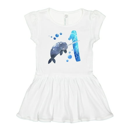 

Inktastic Cute Narwhal 1st Birthday Gift Baby Girl Dress