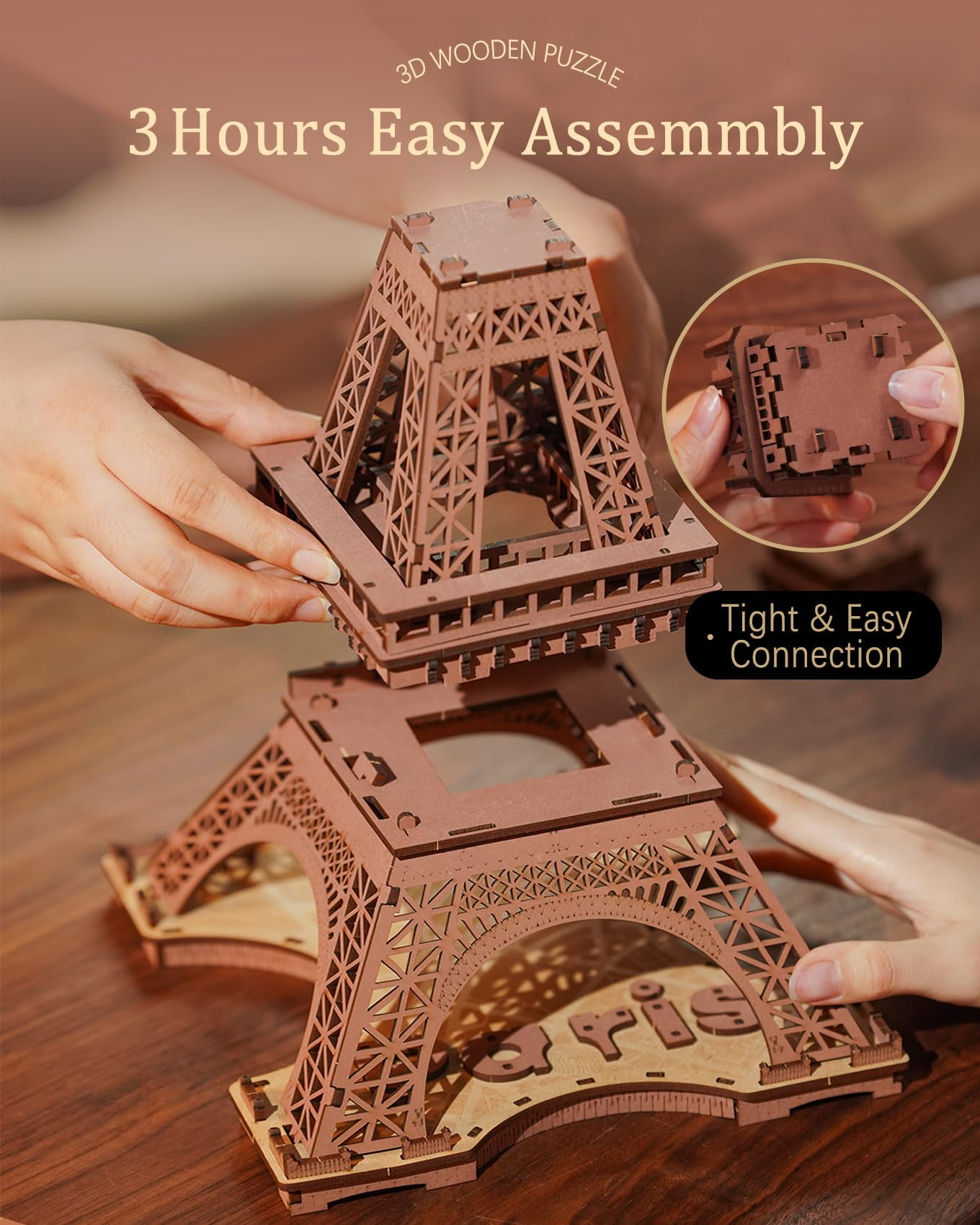 Night of the Eiffel Tower  Modern Wooden Puzzle w/ LED Lights – Hands  Craft US, Inc.