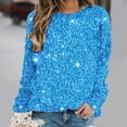 thumbnail image 2 of Bowake Sweat à Manches Longues à Sequins pour Femmes Col Rond Décontracté Hauts Pailletés pour Sortir Blouses de Fête, 2 of 4