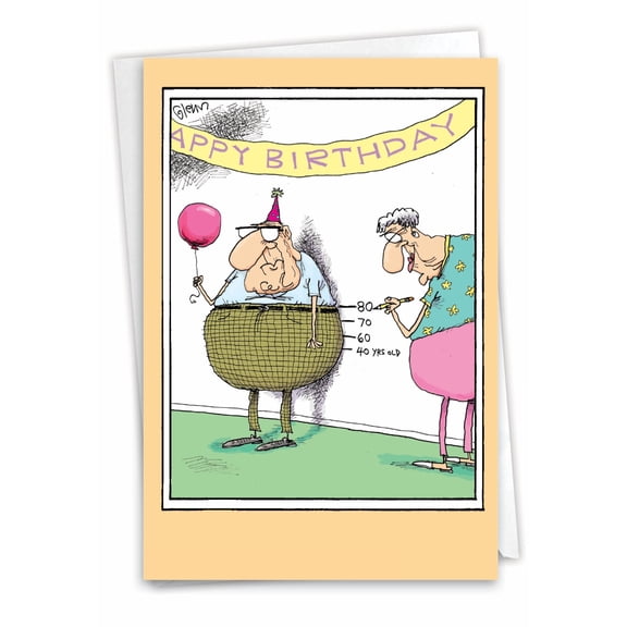 NobleWorks Funny Birthday Greeting Card with 5 x 7 Inch Envelope (1 Card) Bday Birthday Measurements 4377