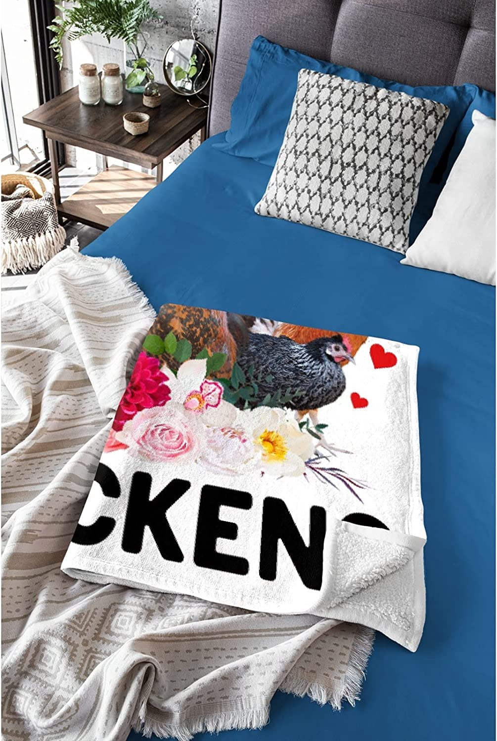 Just A Girl Who Loves Chicken Blanket,Flannel Throw Blanket Ultra Soft Micro Lightweight Flannel Blanket Bed Couch Living Room All-Season 80"x60"
