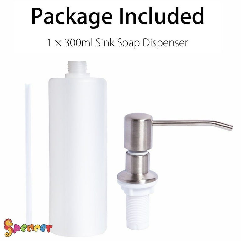 Spencer 2Pcs 300ML Sink Soap Dispenser Stainless Steel Kitchen Liquid  Built-in Soap Dispenser Lotion Pump