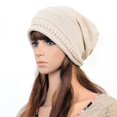 thumbnail image 2 of WonderWiz Comfort Cold Weather Christmas Lightweight Beanie Hat Knitted Slouchy Winter Trendy Hat Beige One Size, 2 of 5