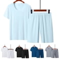 thumbnail image 4 of MYG Mens Summer Short Sleeve Two-Piece Ice Silk Thin Pajamas Large Size Homewear Set, 4 of 8