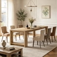 thumbnail image 4 of Fnova 86.6" Modern Dining Table for 8 People, Farmhouse Rectangular Narrow Extra Long Kitchen Table with Pedestal Base, Heavy Duty Dinner Table for Dining Room, Kitchen, Living Room, 4 of 14
