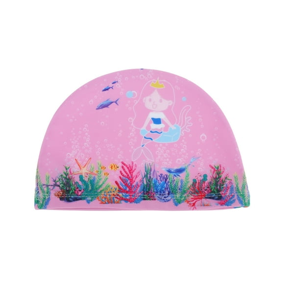 Unique Bargains 1 Pc Polyester Cartoon Mermaid Swim Cap Pink