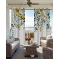 thumbnail image 6 of Flowers Eucalyptus Blackout Curtains for Bedroom Living Room Darkening Curtains 84 Inch Length 2 Panels Set Rustic Botanical Daisy Leaves Floral Window Curtain Window Treatment Grommet Drapes 52"x84", 6 of 9