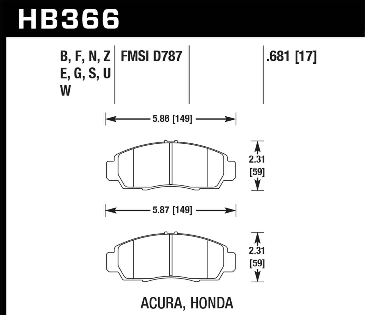 Hawk Performance HB366B.681 HPS 5.0 Disc Brake Pad Set