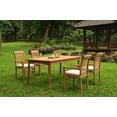thumbnail image 4 of Grade-A Teak Dining Set: 4 Seater 5 Pc: 71" Rectangle Table And 4 Mas Stacking Arm Chairs Outdoor Patio WholesaleTeak #WMDSMS13, 4 of 4