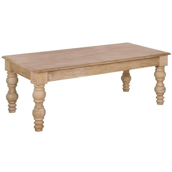 Pemberly Row 18" Farmhouse Solid Mango Wood Coffee Table in Natural