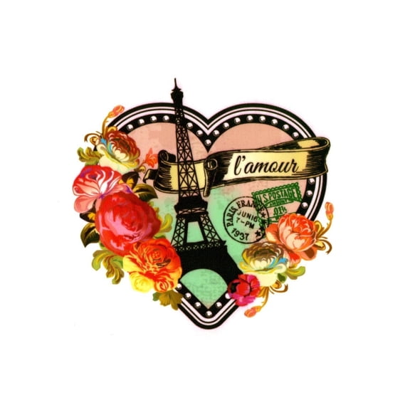 TNCT Paris Valentine's Day Heart Edible Icing Image Cupcake/Cookie Toppers 2" Round Pre-Cut (12 Count)