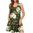 thumbnail image 2 of UPPADA Women Summer Casual Sleeveless Midi Dress Floral Print Pleated Tank Dresses Crewneck Loose Fit Boho Sundress Flare Tank Dress with Pockets Womens Dresses Multicolor,S, 2 of 5