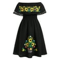 thumbnail image 6 of IDOPIP Mexican Dress for Girls Off-Shoulder Sunflower Print Drape Traditional Fiesta Ethnic Dresses, 6 of 8