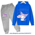 thumbnail image 3 of Hello Kitty Casual divertido chándal niños Kuromi Sudadera con capucha conjunto niños sudaderas con capucha pantalones largos 2 piezas conjuntos niños suéter ropa, 3 of 5