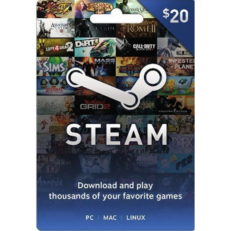 Steam $20 Giftcard, Valve [Physically Shipped - Walmart.com
