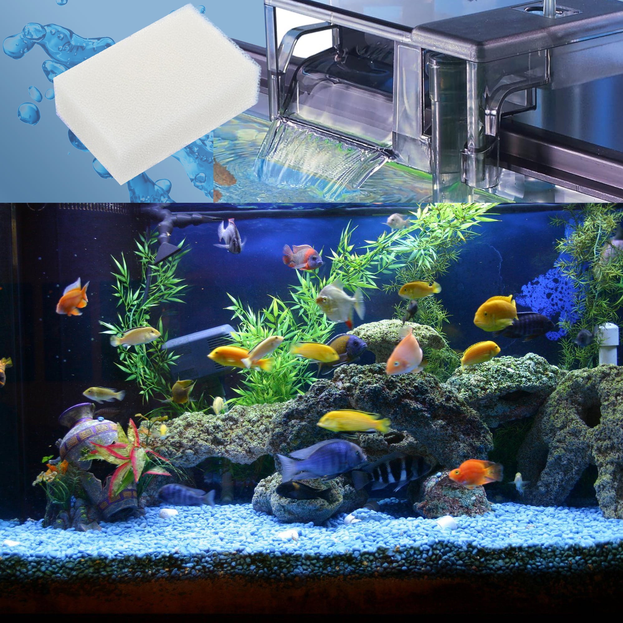Qzbhct 10 Pcs Aquarium Bio Sponge White Foam Filter Pads for Aqua Clear 70 / 300 Filtration Systems