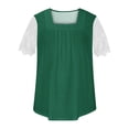thumbnail image 4 of LYXSSBYX Blouses for Women Short Sleeve Women's Fall and Summer Sexy Short Sleeved Neck Solid Color Lace Patchwork T-Shirt Top, 4 of 6