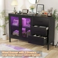 thumbnail image 7 of Aheaplus Sideboard Buffet Cabinet with 3 Wood Drawers, Storage Cabinet with Power Outlet & LED Light, 7 of 7