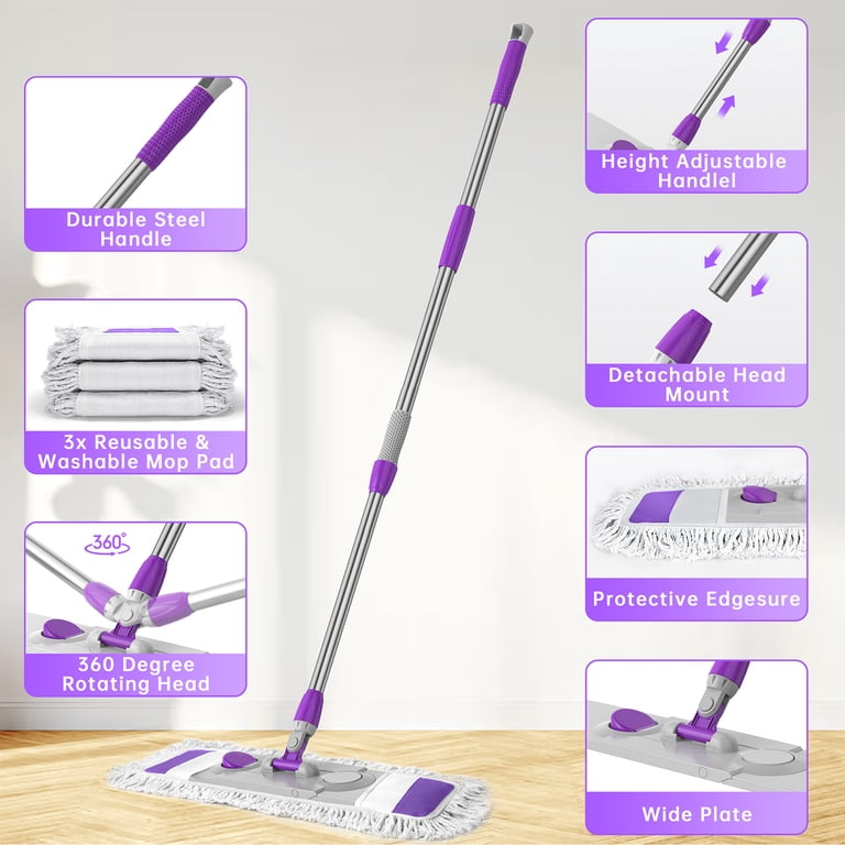 Cshidworld Microfiber Dust Mop with 3 Washable Pads photo 3