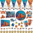 thumbnail image 2 of Buscando a Nemo decoraciones para fiesta de cumpleaños, decoración para pastel, globos, pegatinas de remolinos de feliz cumpleaños, suministros de decoración para fiestas infantiles, 2 of 4
