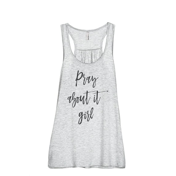 Pray About It Girl Women's Fashion Sleeveless Flowy Racerback Workout Yoga Tank Top Sport Grey Medium